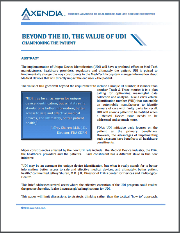 Beyond the ID, The Value of UDI